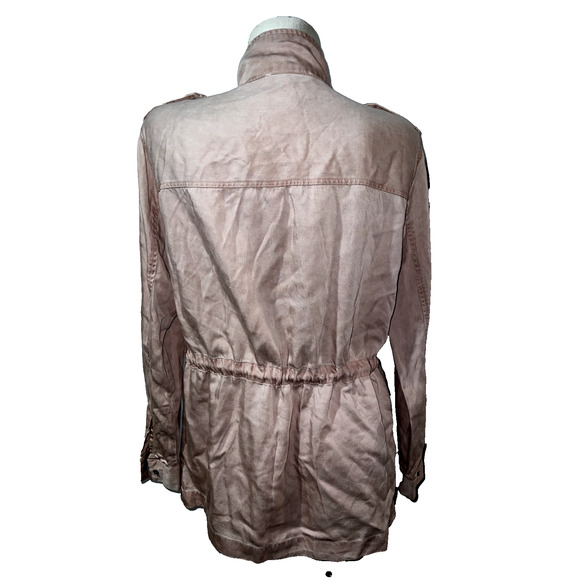 Jane + Delancey Jacket Women's Size M Pink Mock Neck Utility Lyocell Relaxed LS - Picture 5 of 6
